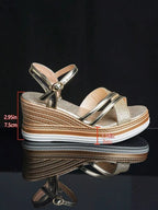 New Summer Women's Chunky-Heeled Sandals, Bohemian Style, Sexy Rhinestone Design, Comfortable and Lightweight, Height-Enhancing, Beach Sandals