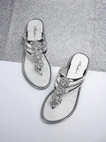 Summer Elegant Flat Sandals and Flip-Flops with Rhinestone Accents