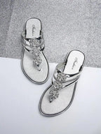 Summer Elegant Flat Sandals and Flip-Flops with Rhinestone Accents